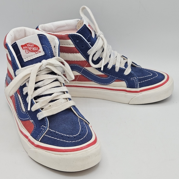 Vans sk8hi red / white / blue patriotic vans mens size 5 / womens 6.5 - Picture 13 of 16